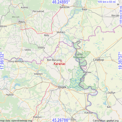 Karanac on map