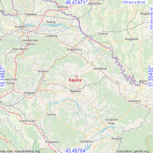 Kapela on map