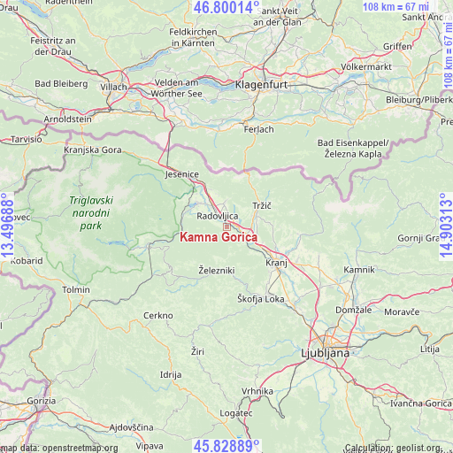 Kamna Gorica on map