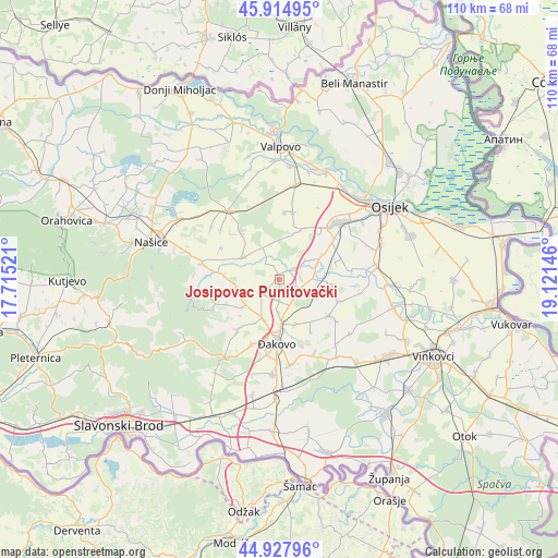 Josipovac Punitovački on map