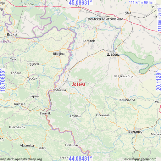 Joševa on map