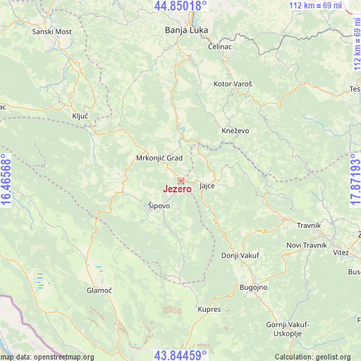 Jezero on map