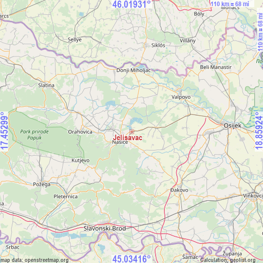 Jelisavac on map