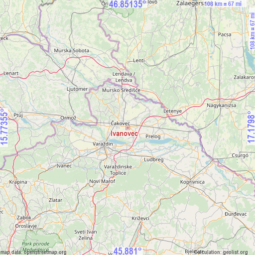 Ivanovec on map