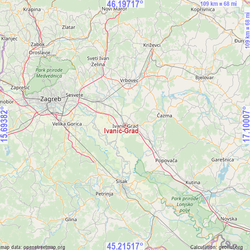 Ivanić-Grad on map