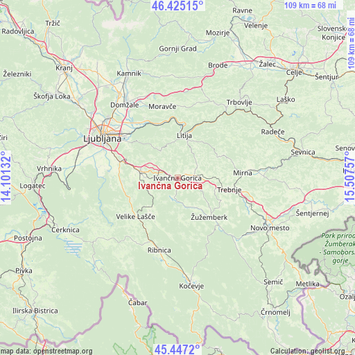 Ivančna Gorica on map