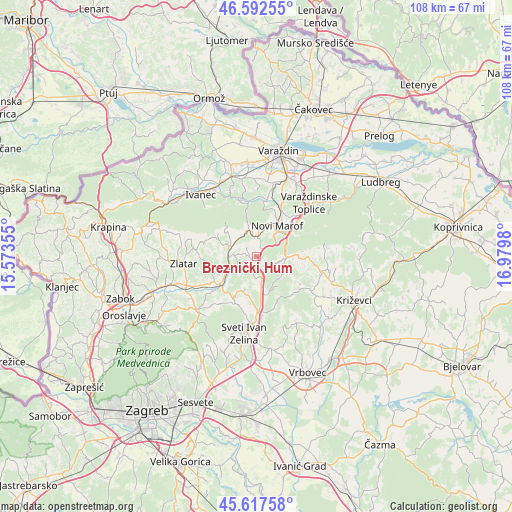Breznički Hum on map