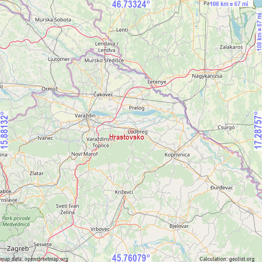 Hrastovsko on map
