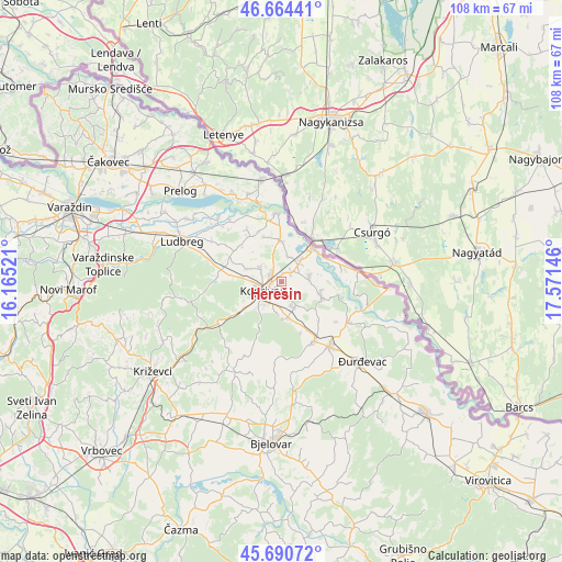 Herešin on map