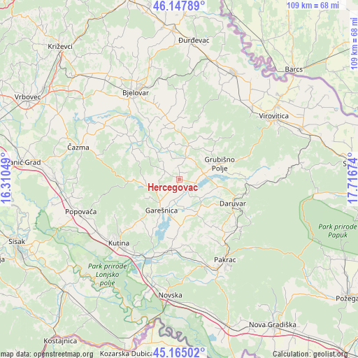 Hercegovac on map