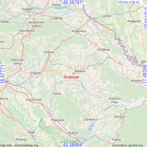 Gudovac on map