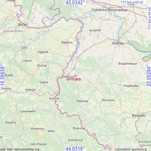 Grnčara on map