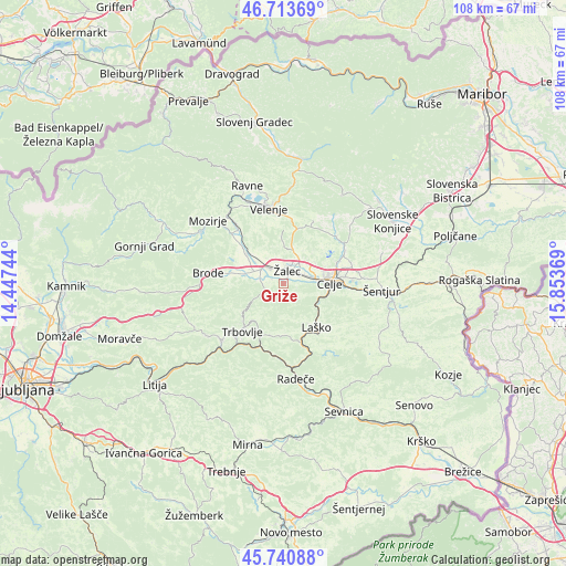 Griže on map