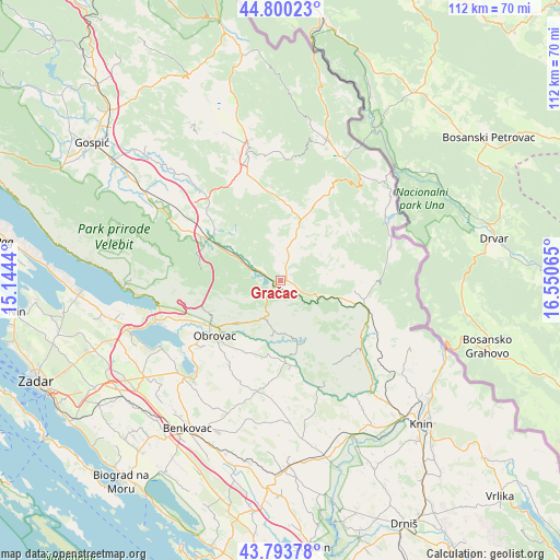 Gračac on map