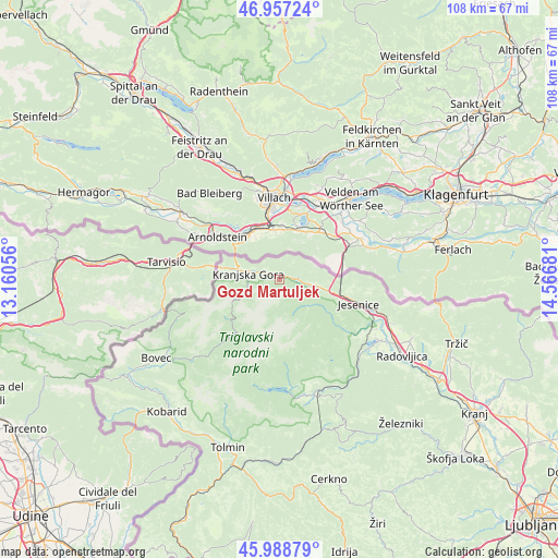 Gozd Martuljek on map