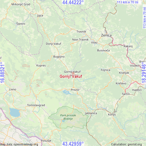 Gornji Vakuf on map