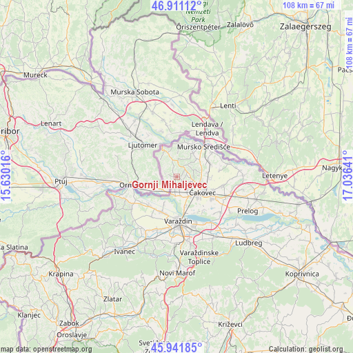 Gornji Mihaljevec on map