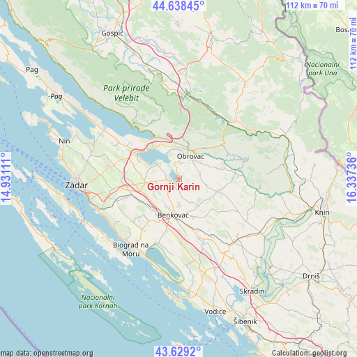 Gornji Karin on map
