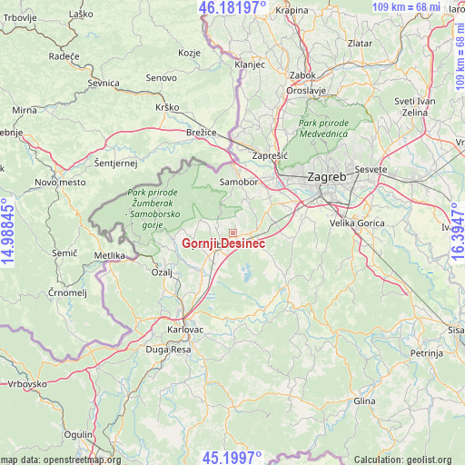 Gornji Desinec on map