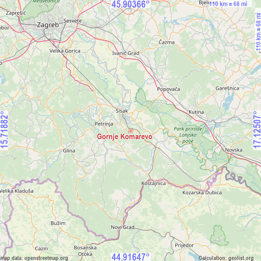 Gornje Komarevo on map