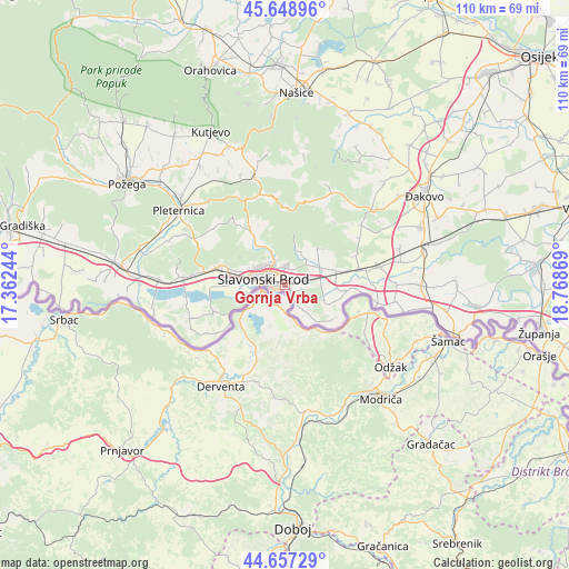 Gornja Vrba on map