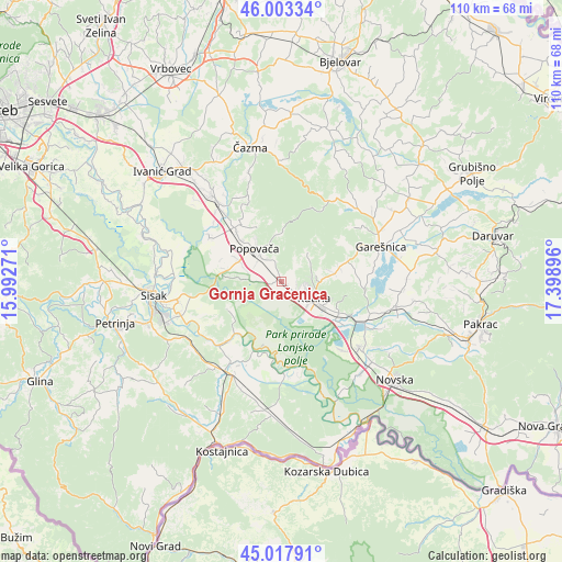 Gornja Gračenica on map
