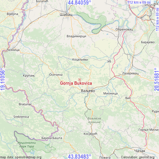 Gornja Bukovica on map
