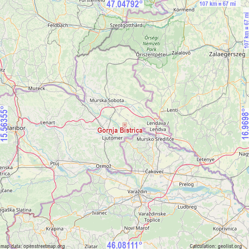 Gornja Bistrica on map
