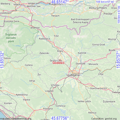 Godešič on map