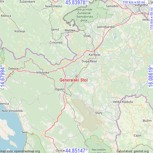 Generalski Stol on map