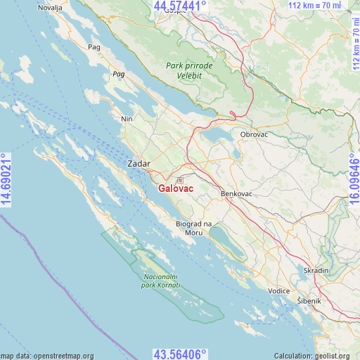 Galovac on map
