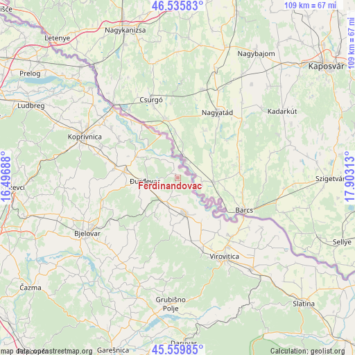 Ferdinandovac on map