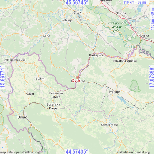 Dvor on map