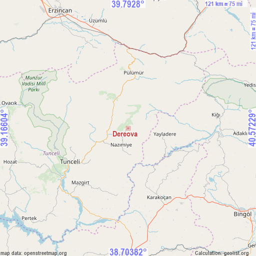 Dereova on map