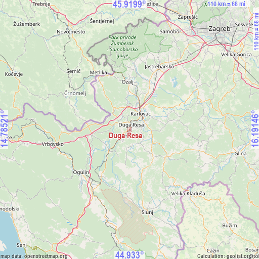 Duga Resa on map