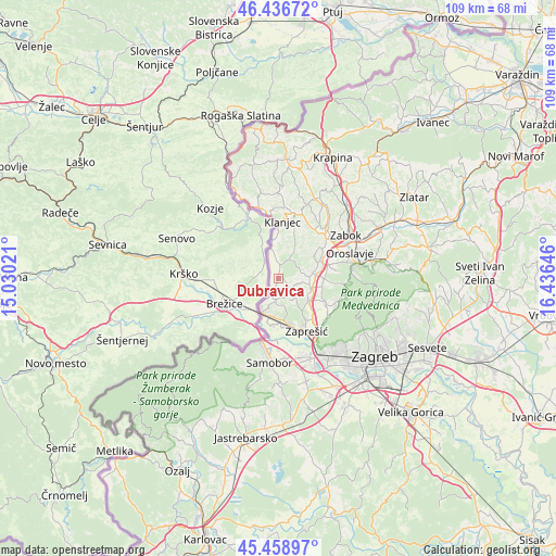 Dubravica on map