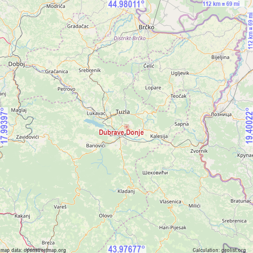 Dubrave Donje on map