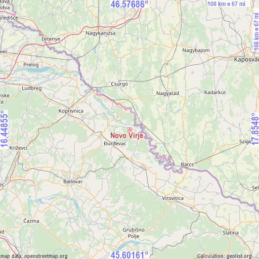 Novo Virje on map