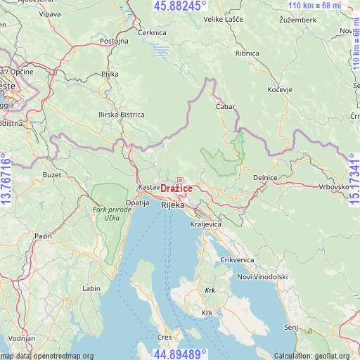 Dražice on map