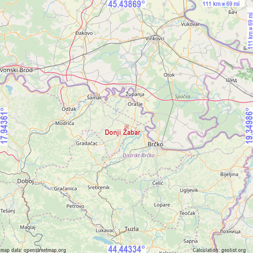 Donji Žabar on map