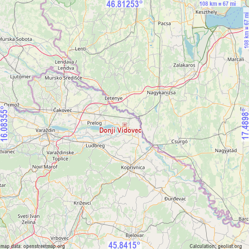Donji Vidovec on map