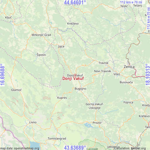 Donji Vakuf on map