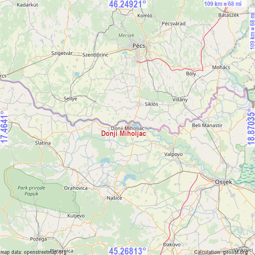 Donji Miholjac on map