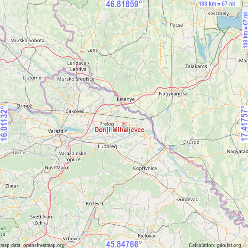 Donji Mihaljevec on map