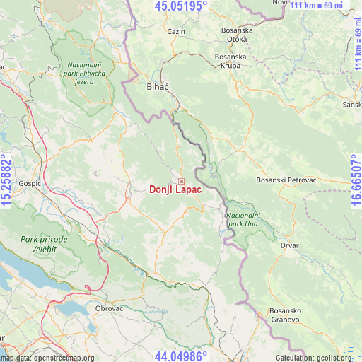 Donji Lapac on map