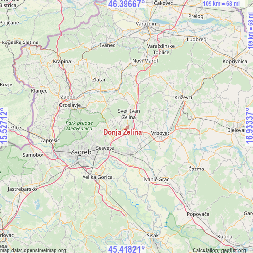 Donja Zelina on map
