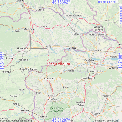 Donja Višnjica on map