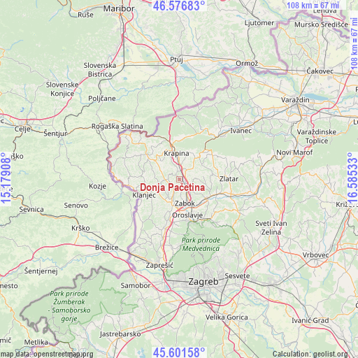 Donja Pačetina on map