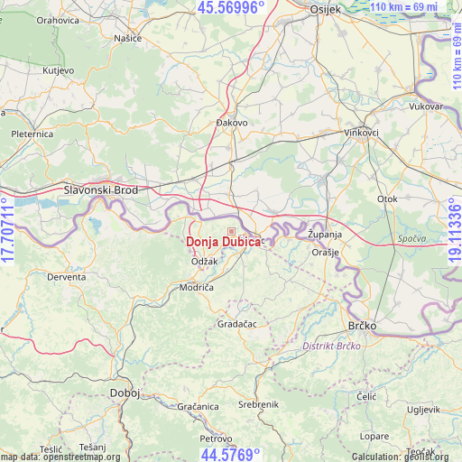 Donja Dubica on map