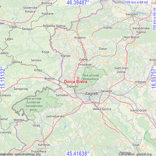 Donja Bistra on map